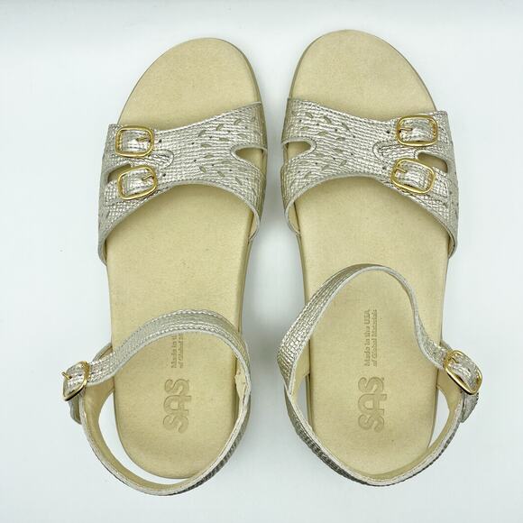 SAS Womens Duo Adjustable Comfort Sandal US 8.5 M EU 39 Gold Leather NWOB - Picture 10 of 12
